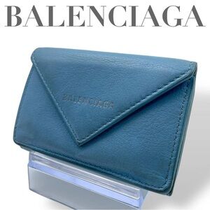 Balenciaga Teal Leather Envelope Wallet